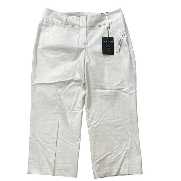 Zac & Rachel White Curvy Fit Pants Size 8 NWT Cropped - Picture 1 of 11